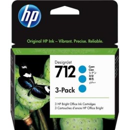 HP 712 Ciano Pack de 3 Tinteiros Originais - 3ED77A