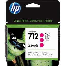 HP 712 Magenta Pack de 3 Tinteiros Originais - 3ED78A