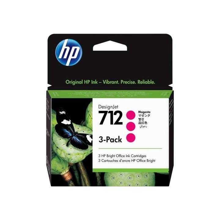 HP 712 Magenta Pack de 3 Tinteiros Originais - 3ED78A