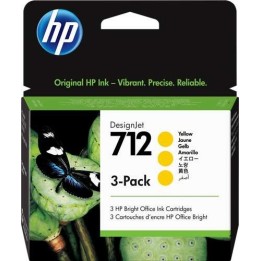 HP 712 Amarelo Pack de 3 Tinteiros Originais - 3ED79A