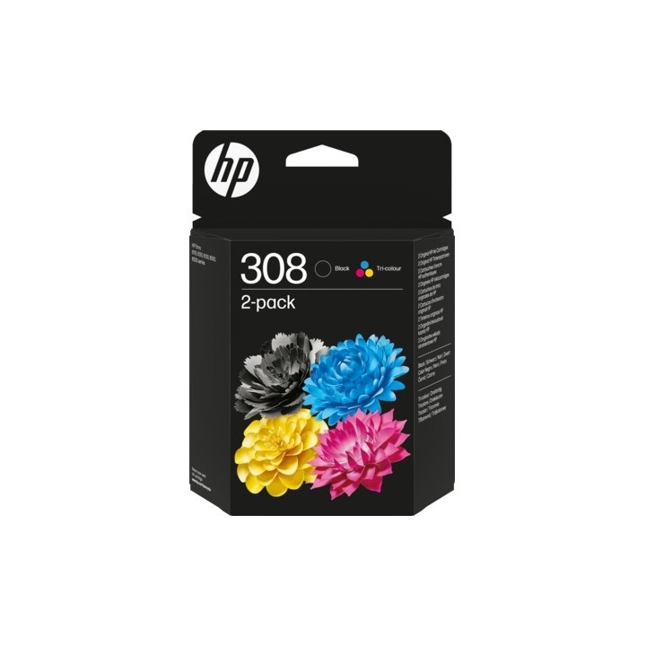 HP 308 Preto + Cor Pack de 2 Tinteiros Originais - 6L6S6UE
