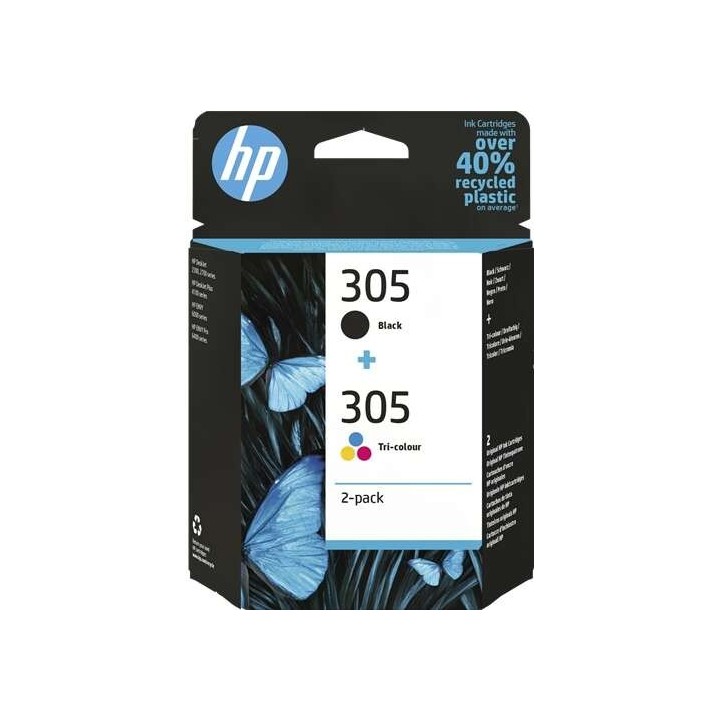 HP 305 Preto + Cor Pack de 2 Tinteiros Originais - 6ZD17AE