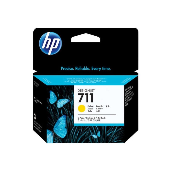 HP 711 Amarelo Pack de 3 Tinteiros Originais - CZ136A