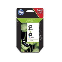 HP 62 Preto + Cor Pack de 2 Tinteiros Originais - N9J71AE