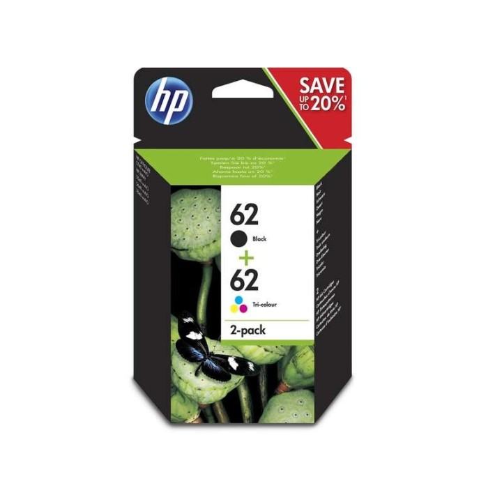 HP 62 Preto + Cor Pack de 2 Tinteiros Originais - N9J71AE
