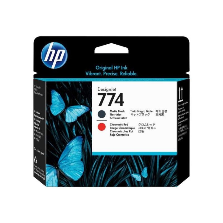 HP 774 Cabeça de Impressão Original - Preto Mate, Vermelho Cromatico -