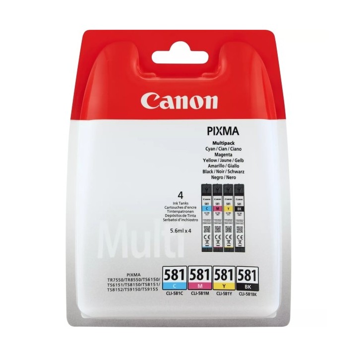 Canon CLI581 Pack de 4 Cartuchos de Tinta Originais - 2103C004/2103C00