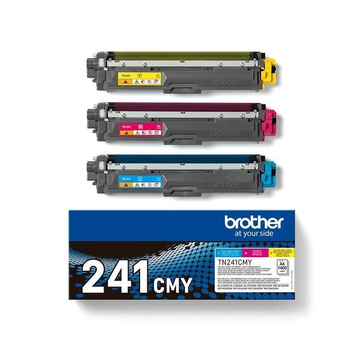 Brother TN241 Pack de 3 Toners Originais - Ciano, Magenta, Amarelo - T