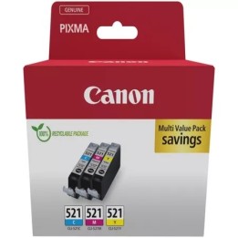 Canon CLI521 Pack de 3 Tinteiros Originais - Ciano, Magenta, Amarelo -