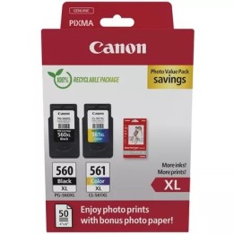Canon PG560XL Preto + CL561XL Cor Pack de 2 Tinteiros Originais - 50 F