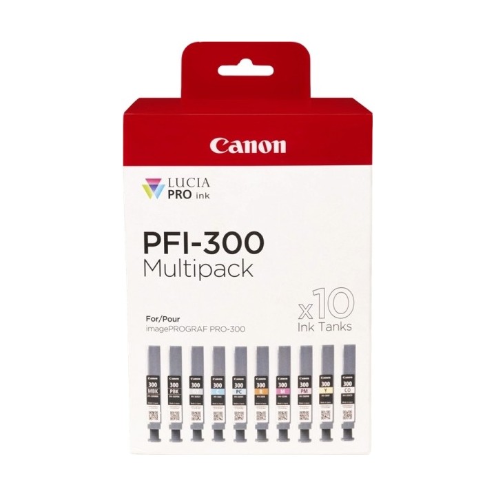 Canon PFI300 Pack de 10 Cartuchos de Tinta Originais - 4192C008