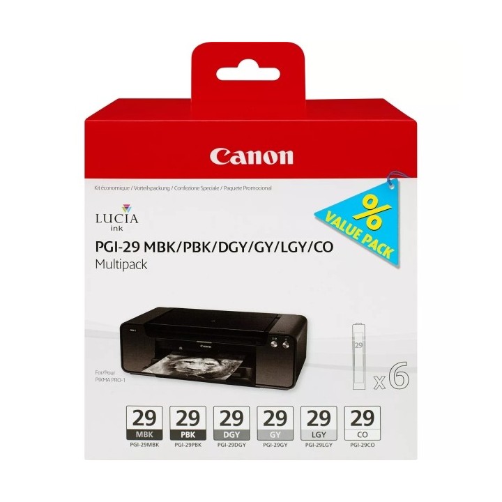 Canon PGI29 Pack de 6 Cartuchos de Tinta Originais - 4868B018