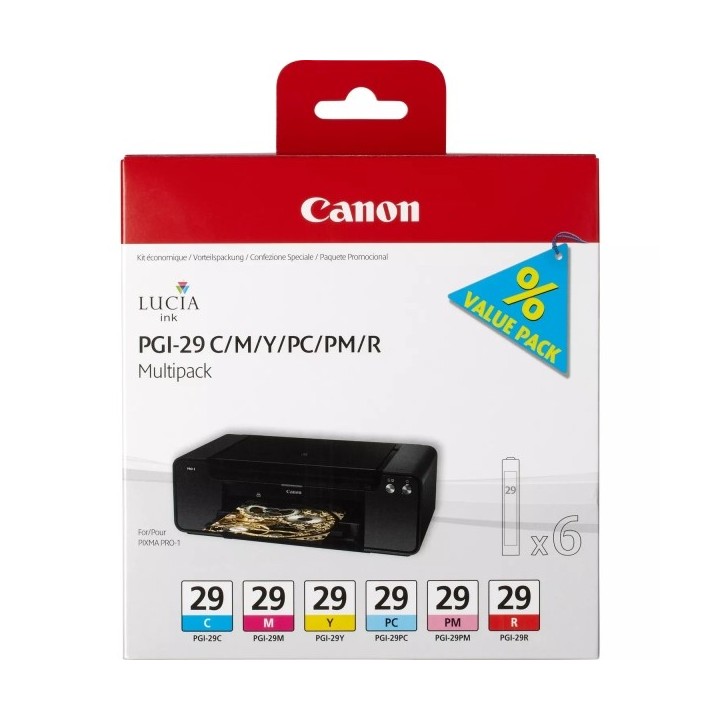 Canon PGI29 Pack de 6 Cartuchos de Tinta Originais - 4873B005