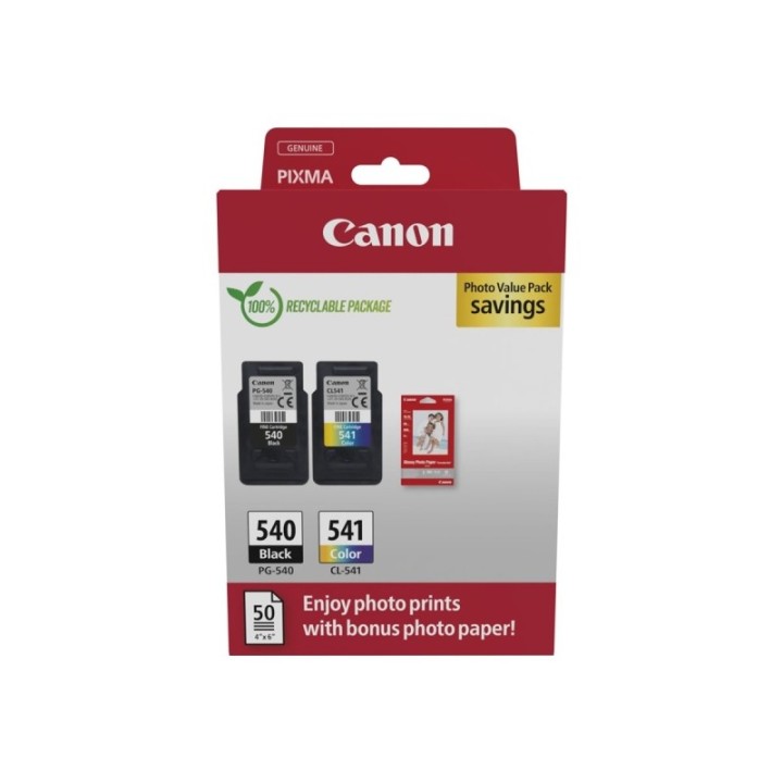 Canon PG540 Preto + CL541 Cor Pack de 2 Tinteiros Originais + 50 Folha