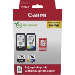 Canon PG575/CL576 Pack de 2 Tinteiros Originais + 50 Folhas de Papel F