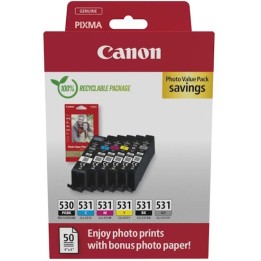 Canon PGI530/CLI531 Pack de 6 Cartuchos de Tinta Originais + 50 Folhas