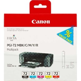 Canon PGI72 Pack de 5 Cartuchos de Tinta Originais - Preto Mate, Ciano