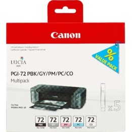 Canon PGI72 Pack de 5 Cartuchos de Tinta Originais - Preto Photo, Cinz