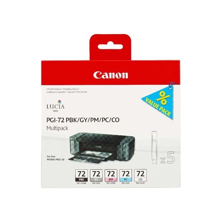 Canon PGI72 Pack de 5 Cartuchos de Tinta Originais - Preto Photo, Cinz