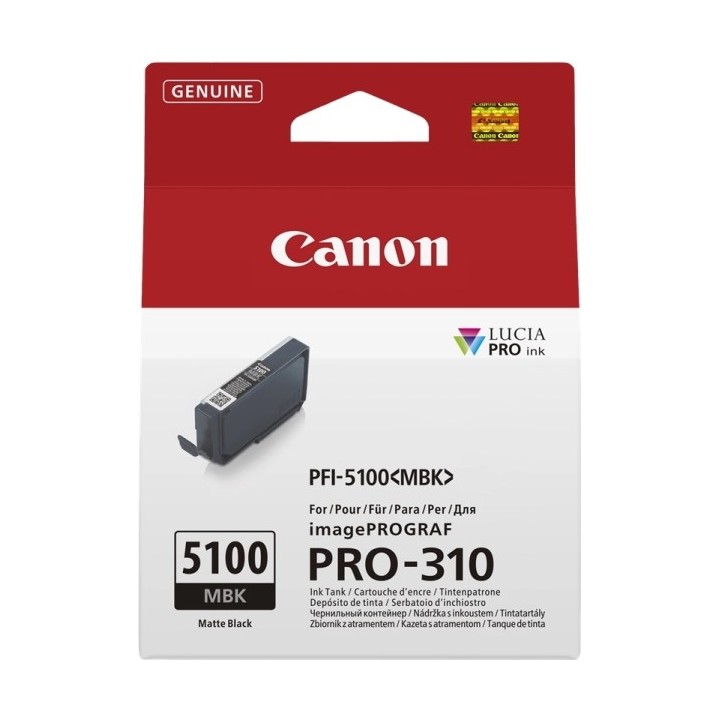 Canon PFI5100 Preto Mate Tinteiro Original - 6951C001/PFI-5100MBK