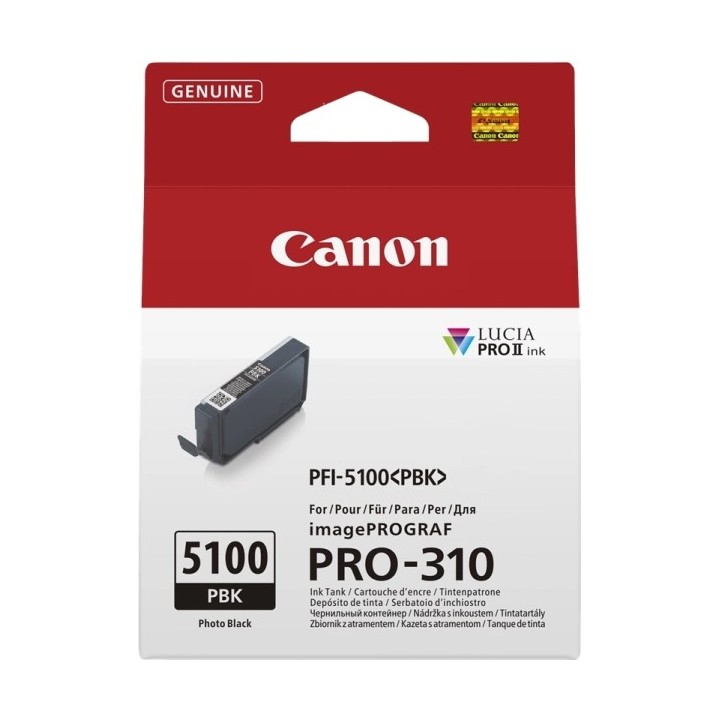 Canon PFI5100 Preto Photo Tinteiro Original - 6952C001/PFI-5100PBK
