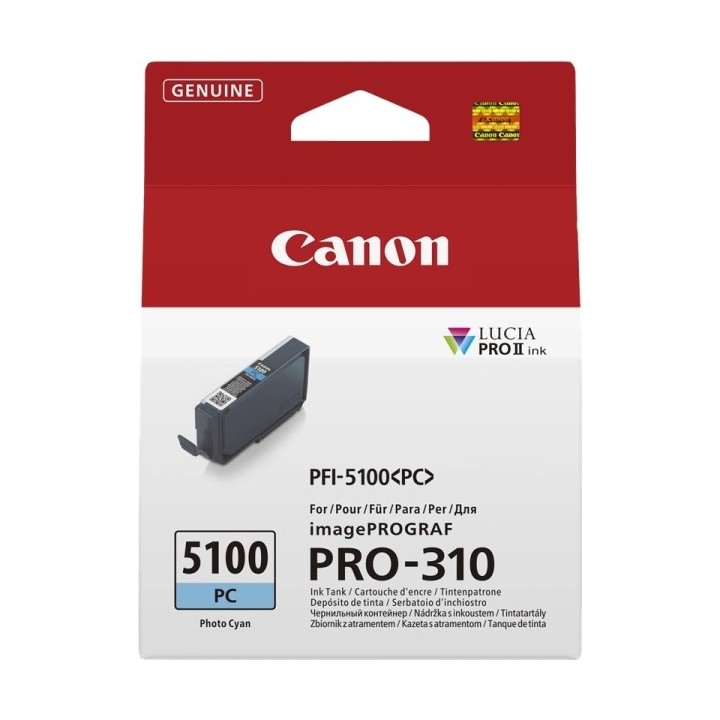 Canon PFI5100 Ciano Photo Tinteiro Original - 6956C001/PFI-5100PC