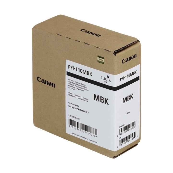 Canon PFI110 Preto Mate Tinteiro Original - 2363C001/PFI-110MBK