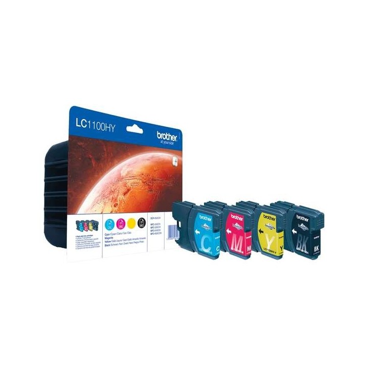 Brother LC1100XL Pack de 4 Cartuchos de Tinta Originais - LC1100HYVALB