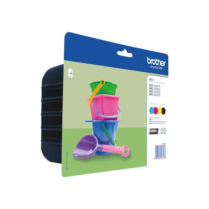 Brother LC221 Pack de 4 Cartuchos de Tinta Originais - LC221VALBP