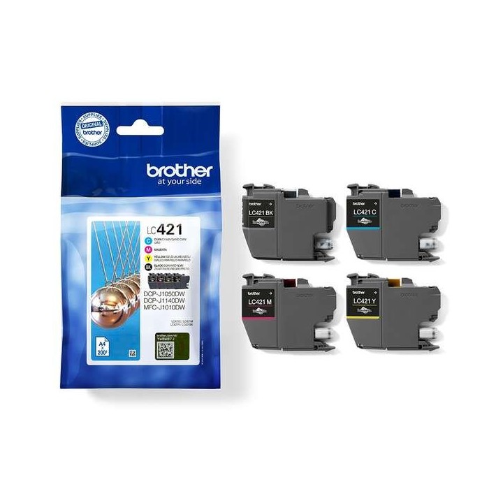 Brother LC421 Pack de 4 Cartuchos de Tinta Originais - LC421VAL