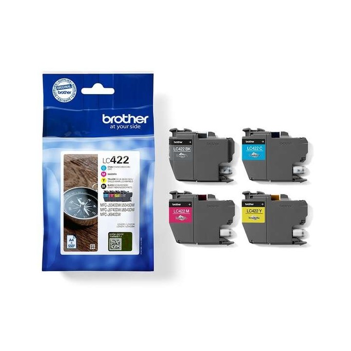 Brother LC422 Pack de 4 Cartuchos de Tinta Originais - LC422VAL