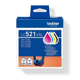 Brother LC521 Pack de 4 Cartuchos de Tinta Originais - LC521VAL