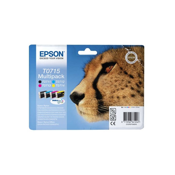 Epson T0715 Pack de 4 Cartuchos de Tinta Originais - C13T07154012