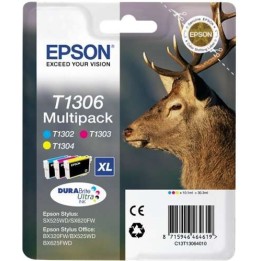 Epson T1306 Pack de 3 Tinteiros Originais - Ciano, Magenta, Amarelo -