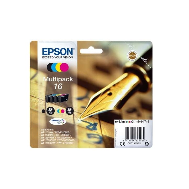 Epson T1626 Pack de 4 Cartuchos de Tinta Originais - C13T16264012