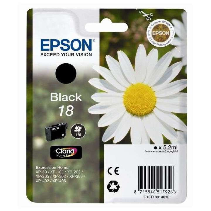 Epson T1801 (18) Preto Tinteiro Original - C13T18014012