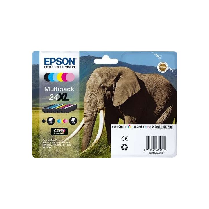 Epson T2438 (24XL) Pack de 6 Cartuchos de Tinta Originais - C13T243840