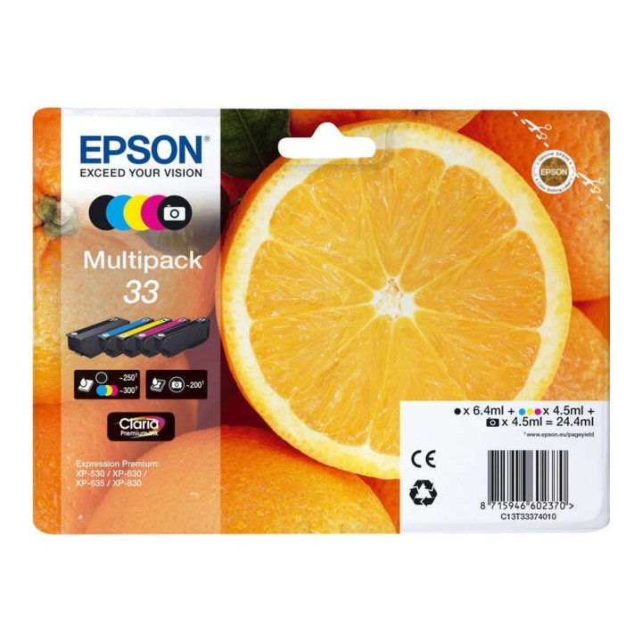 Epson T3337 (33) Pack de 5 Cartuchos de Tinta Originais - C13T33374011