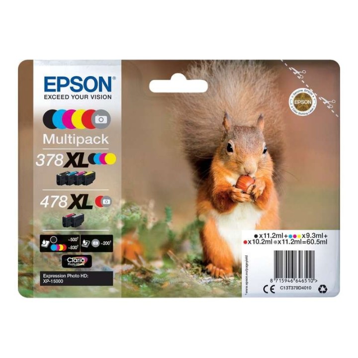 Epson 378XL/478XL Pack de 6 Cartuchos de Tinta Originais - C13T379D401