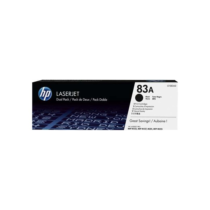 HP CF283A Preto Pack de 2 Toners Originais - 83A